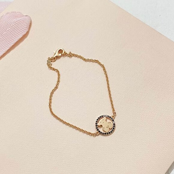 Tous Round Black Spinels Pendant Necklace Bracelet Set